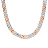 10mm Rose Two Tone Moissanite Miami Cuban Chain 22"